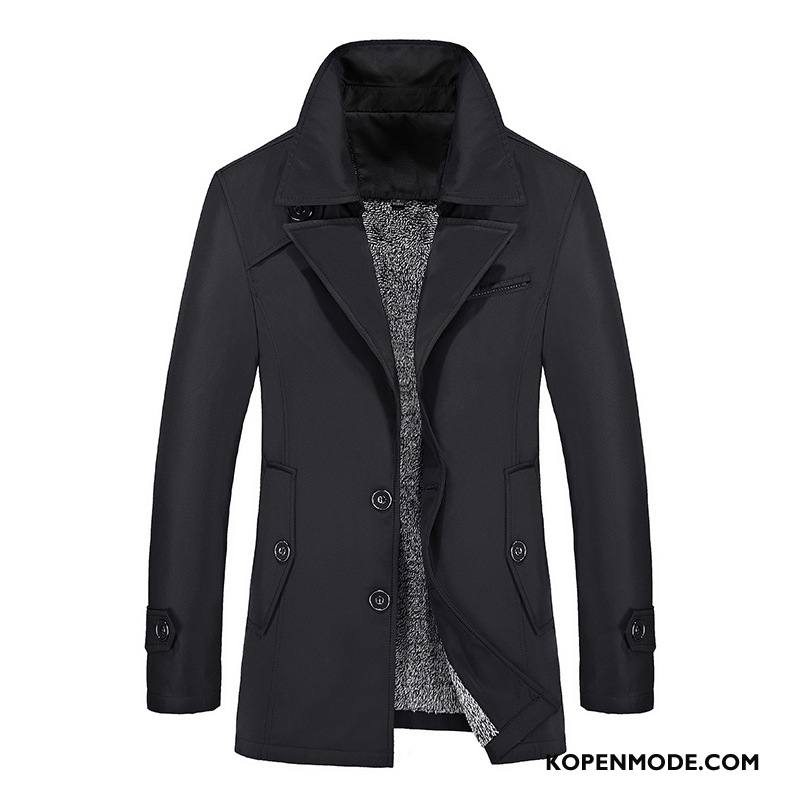 Trenchcoat Heren Winter Jas Mannen Grote Maten Plus Kasjmier Jeugd Blauw