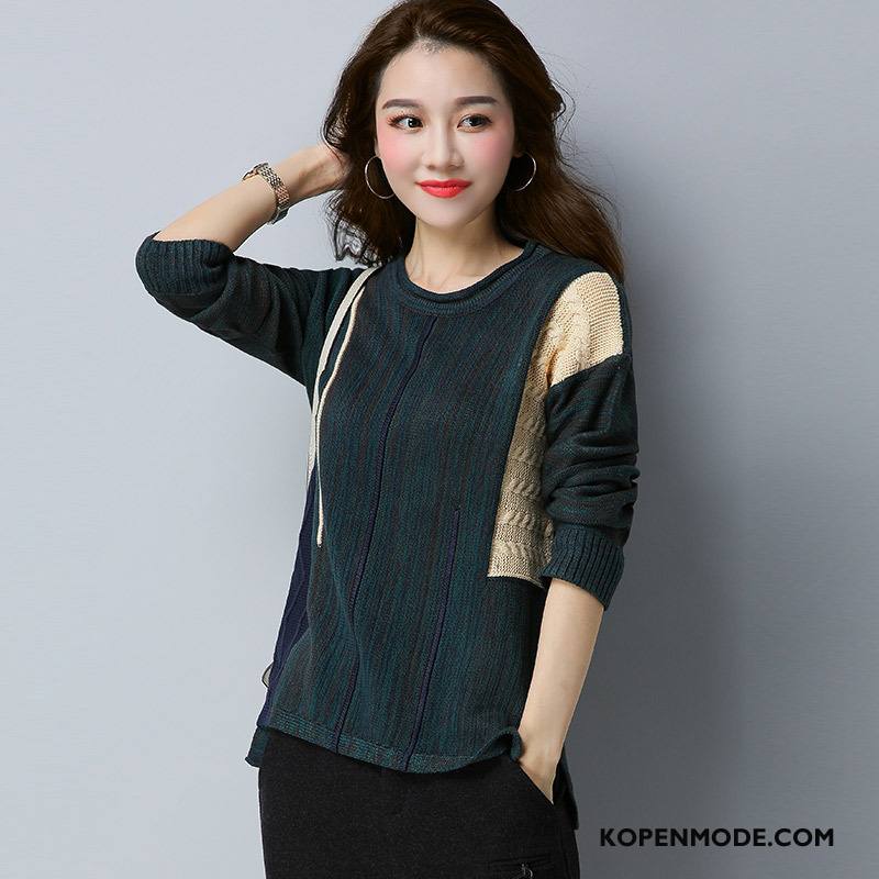 Truien Dames Ronde Hals Gebreid Hemd Pullover Trend 2018 Lange Mouwen Groen