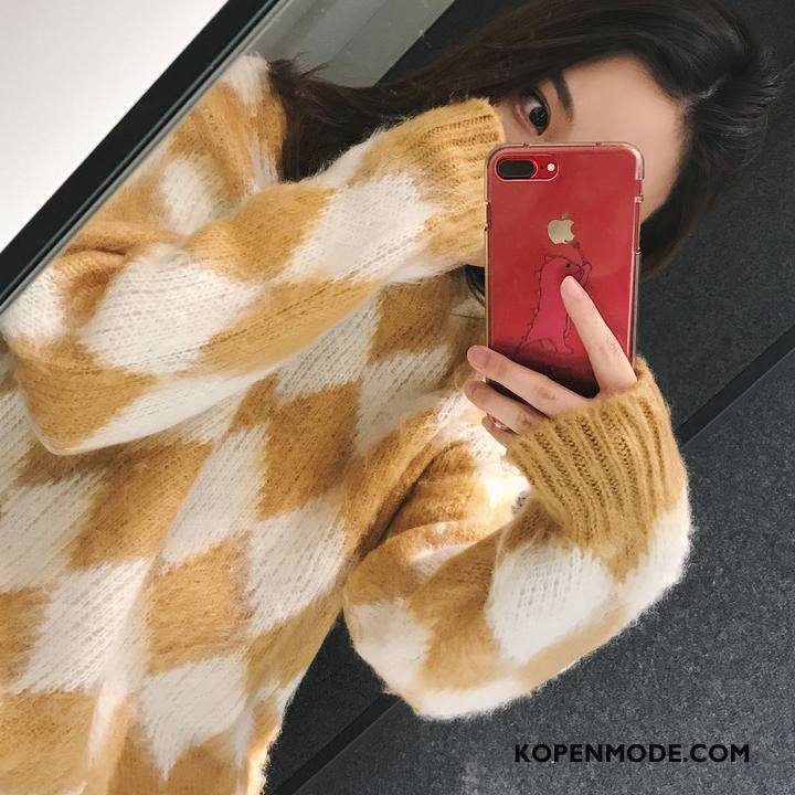 Truien Dames Trend Winter Elegante Mode Gebreid Hemd 2018 Geel