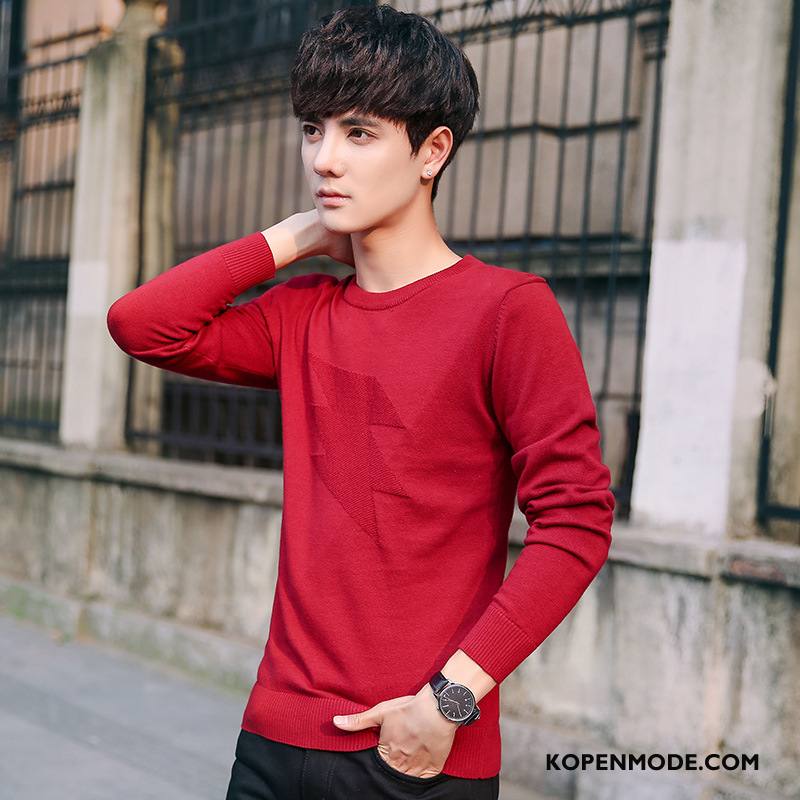 Truien Heren Patroon Pullover 2018 Trend Slim Fit Ronde Hals Zwart