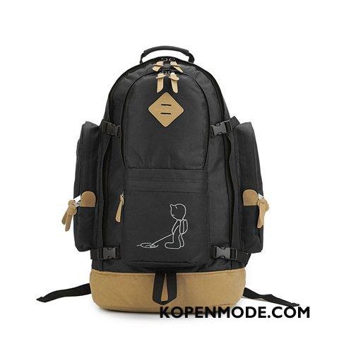 Wandelrugzak Dames Populair Student Canvas Casual Tas Gemiddelde Zwart