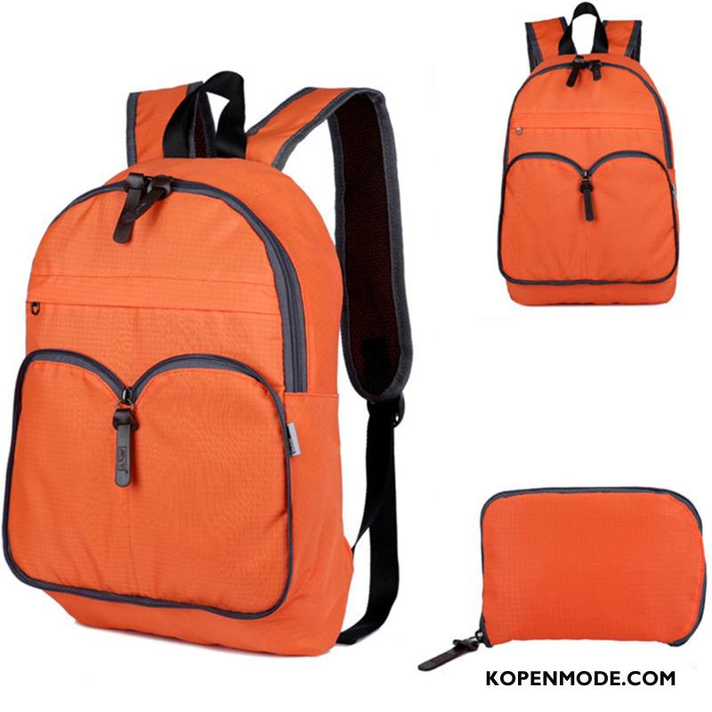 Wandelrugzak Dames Schooltas Outdoor Student Vouw Vrouwen Reizen Effen Kleur Oranje