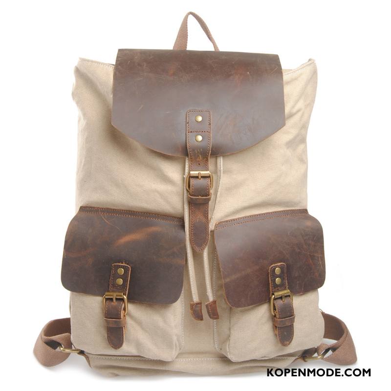 Wandelrugzak Heren Alpinisme Mannen Canvas Tas Casual Reizen Kaki