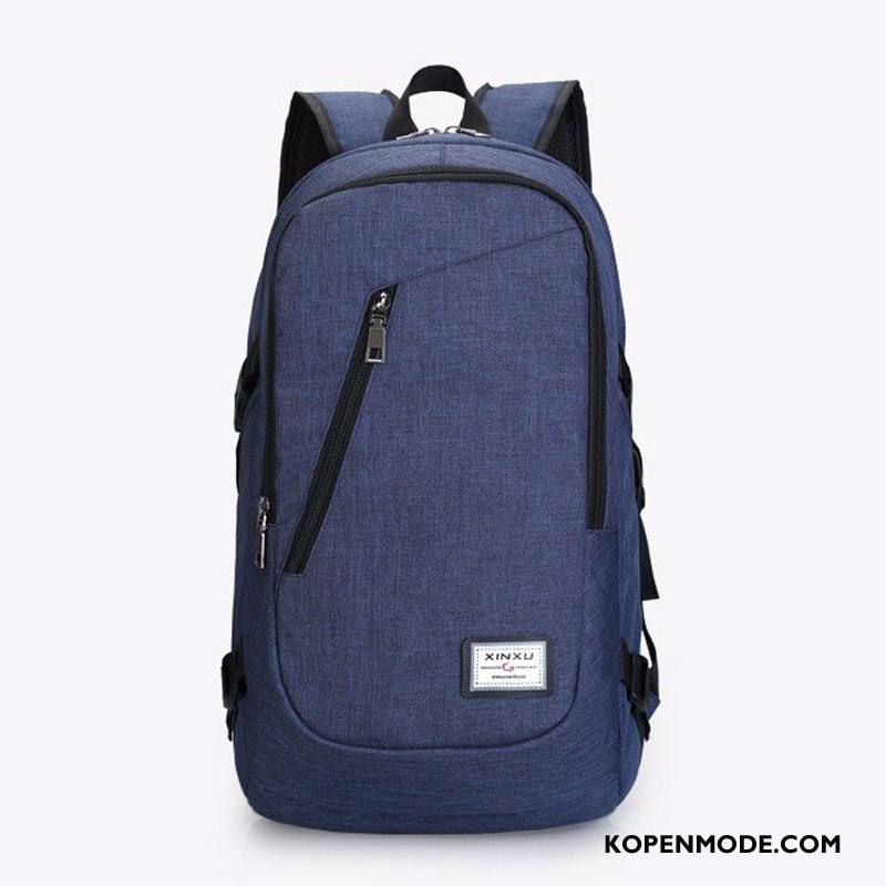 Wandelrugzak Heren Tas Mannen Waterdicht Sporttas Canvas Outdoor Blauw