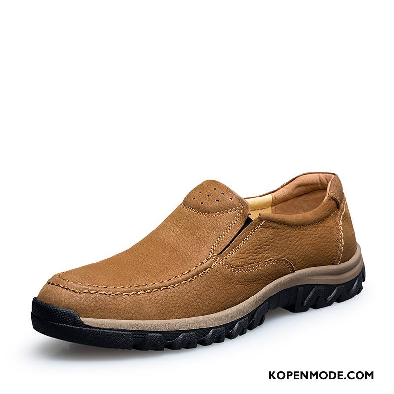 Wandelschoenen Heren Echt Leer Casual Slip On Outdoor 2018 Mannen Bruine