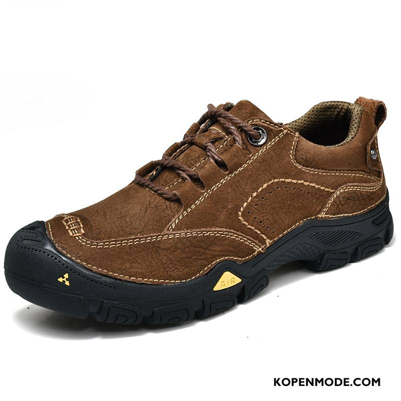 Wandelschoenen Heren Leer Sportschoenen Antislip Slijtvastheid Mannen Casual Bruine