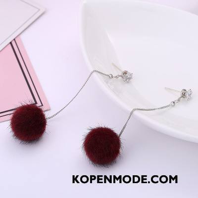 Zilveren Sieraden Dames Elegante Pluche Lange Eenvoudig Vrouwen Hanger Rood