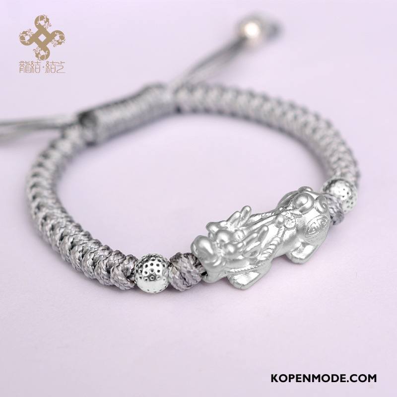 Zilveren Sieraden Heren Weven Dragon Patroon Trend Armbanden Mannen Nieuw Zilver Gouden