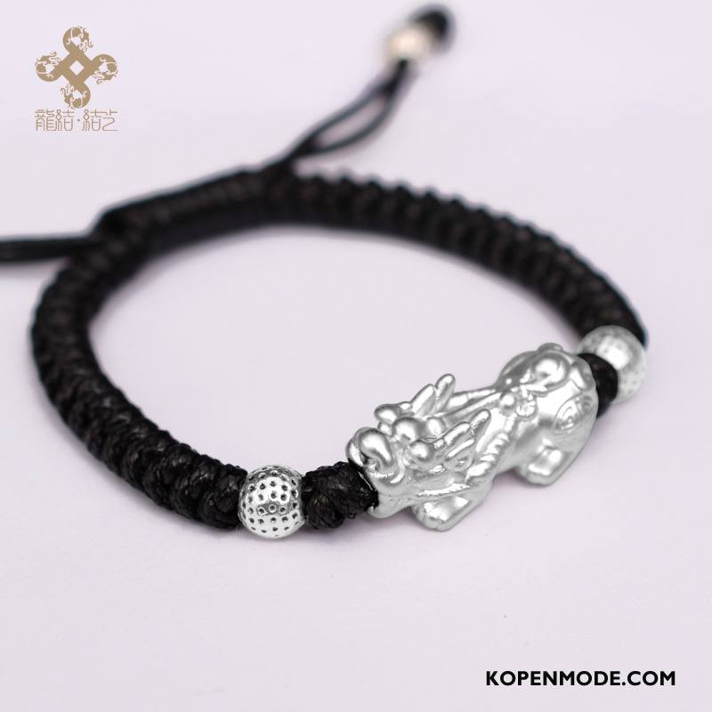 Zilveren Sieraden Heren Weven Dragon Patroon Trend Armbanden Mannen Nieuw Zilver Gouden