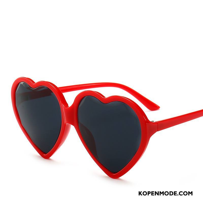 Zonnebrillen Dames Nieuw Schattig Hart Liefde Mode Groot Rood Zwart
