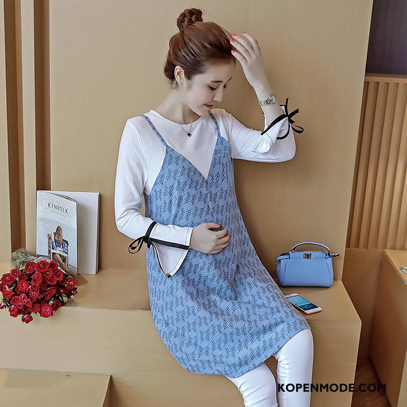 Zwangerschapskleding Dames Comfortabele Herfst Losse Lang 2018 Elegante Marineblauw Effen Kleur