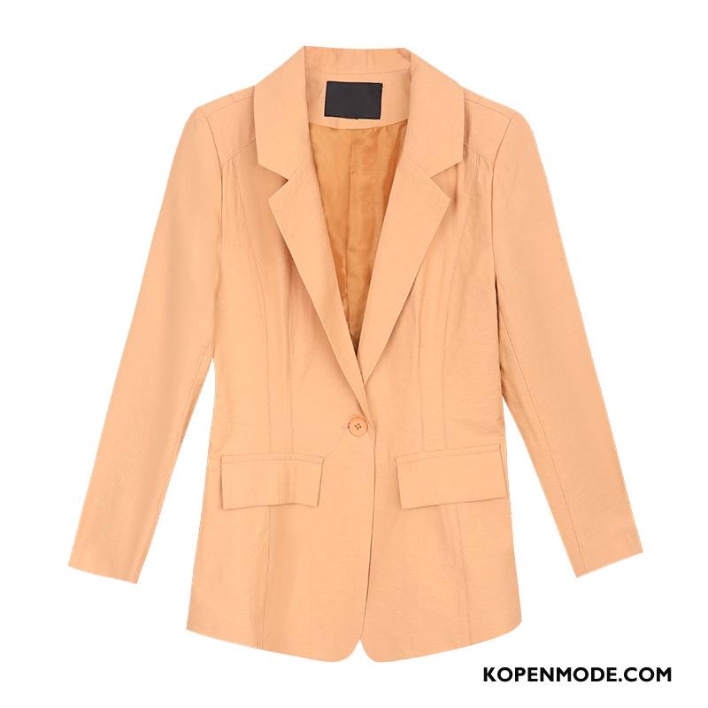 Blazer Dames Kort Mini Pak Jasje Vrouwen Slim Fit Trend Geel