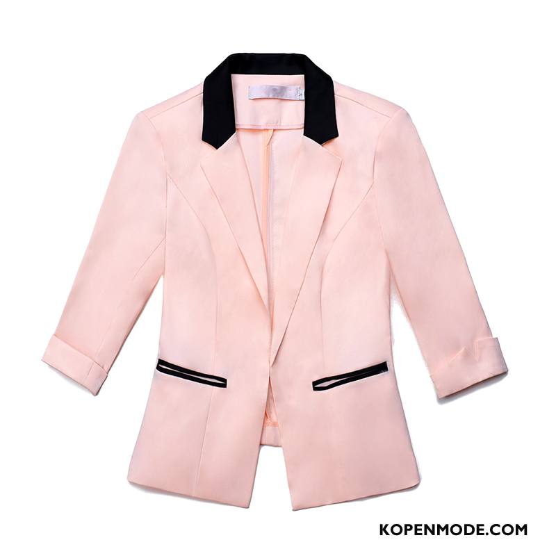 Blazer Dames Slim Fit Pak Jasje Kort Voorjaar Casual Trend Roze