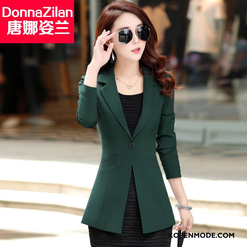 Blazer Dames Vrouwen Casual Herfst Lang Trend Voorjaar Wit Groen