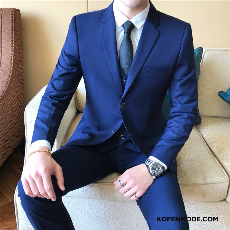 Blazer Heren Trend Casual Pak Jasje Slim Fit 2018 Blauw