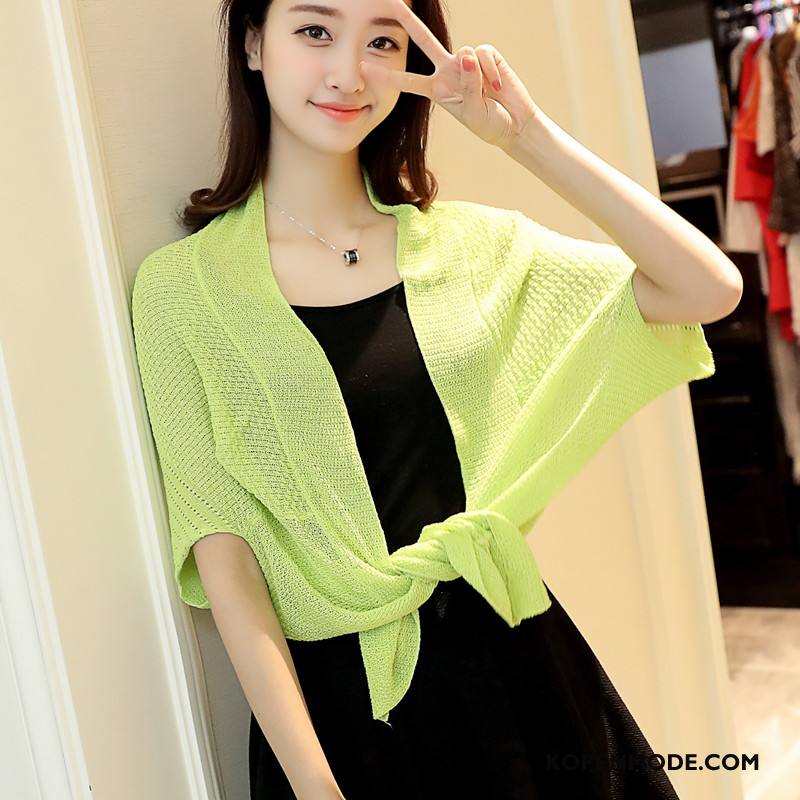 Blouses Dames Chiffon Zomer Elegante Eenvoudige Kant Trend Fluorescentie Effen Kleur Groen