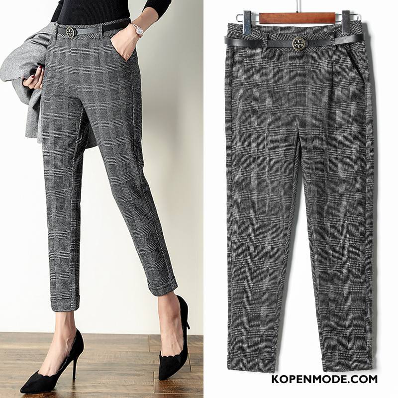 Broeken Dames Dikke Eenvoudige Slim Fit Harlan Geruit Winter Effen Kleur