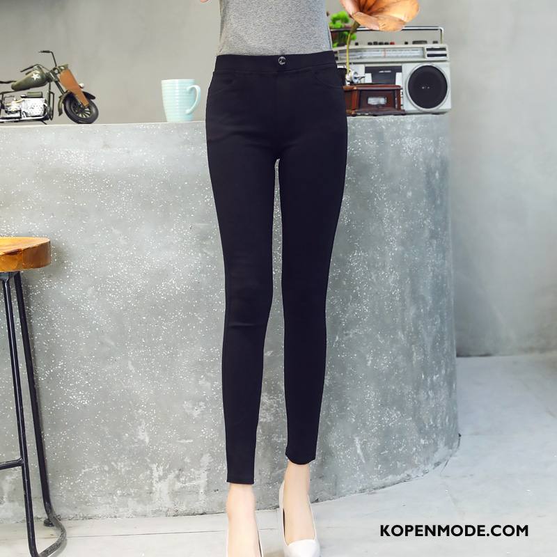 Broeken Dames Herfst Mode 2018 Mid Taille Effen Kleur Zwart