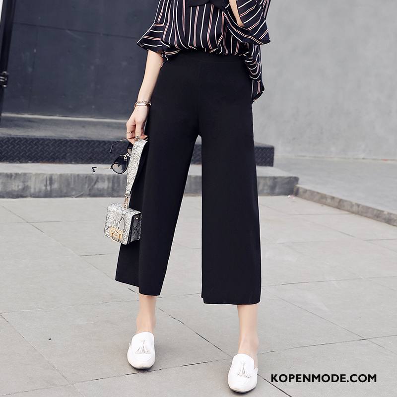 Broeken Dames Mid Taille 2018 Zomer Trend Zoet Mode Effen Kleur Zwart