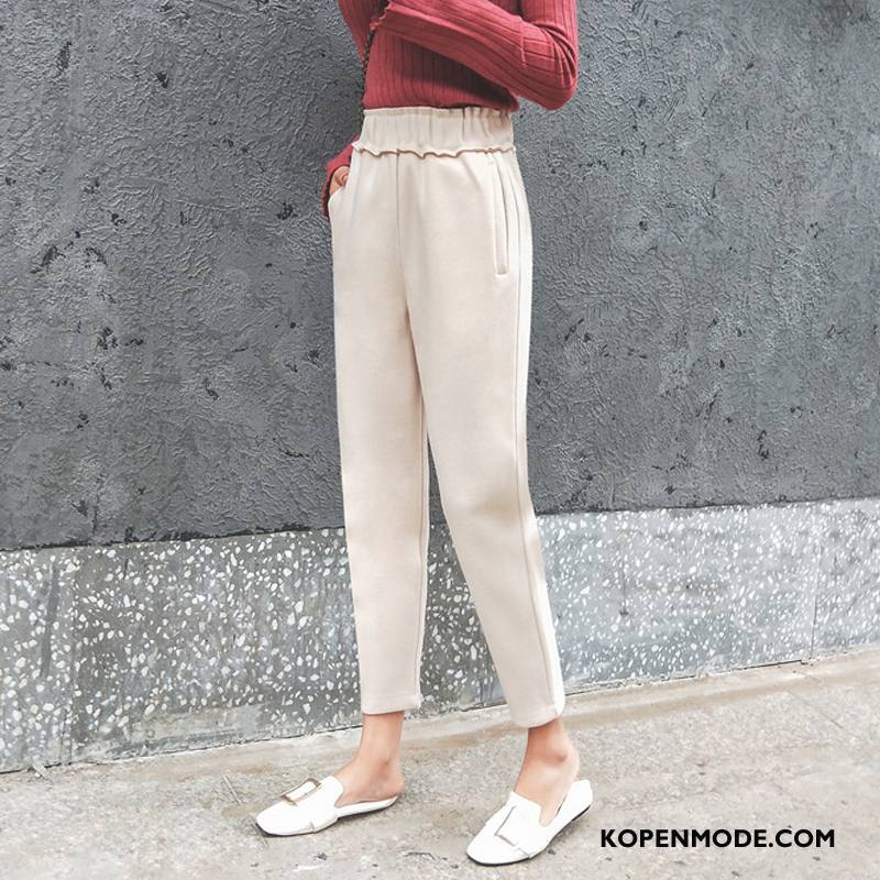 Broeken Dames Winter Zoet Casual Broek 2018 Dunne Elegante Effen Kleur Wit Beige