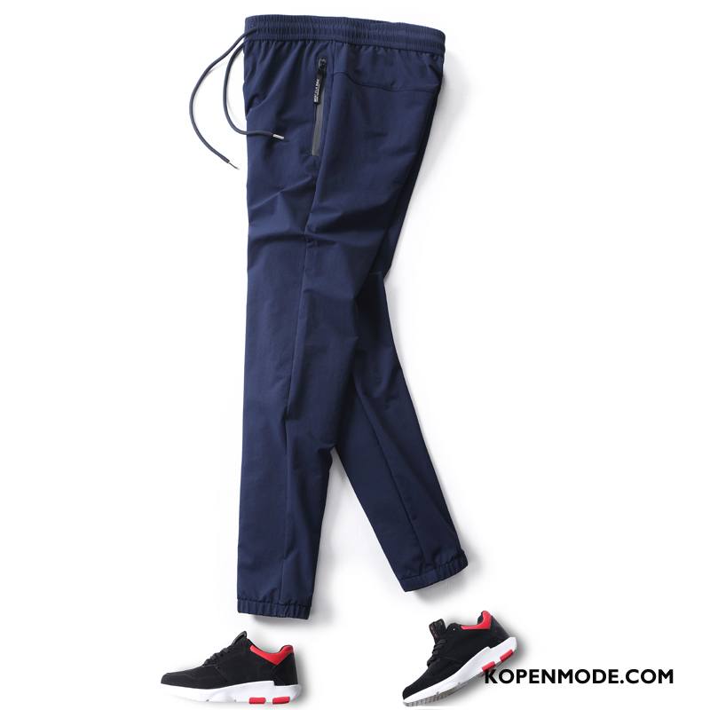 Broeken Heren Dunne Joggingbroek Mannen Potlood Broek Snel Droog Zomer Donkerblauw Effen Kleur