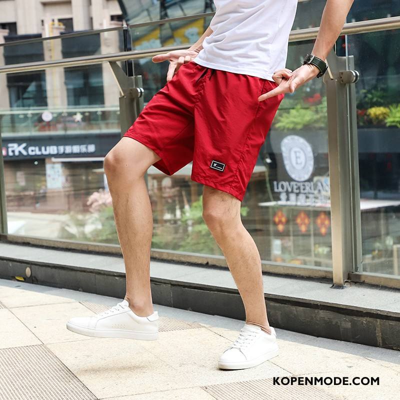 Broeken Heren Groot Losse Korte Broek Mannen Trend Katoen Zandkleur Rood