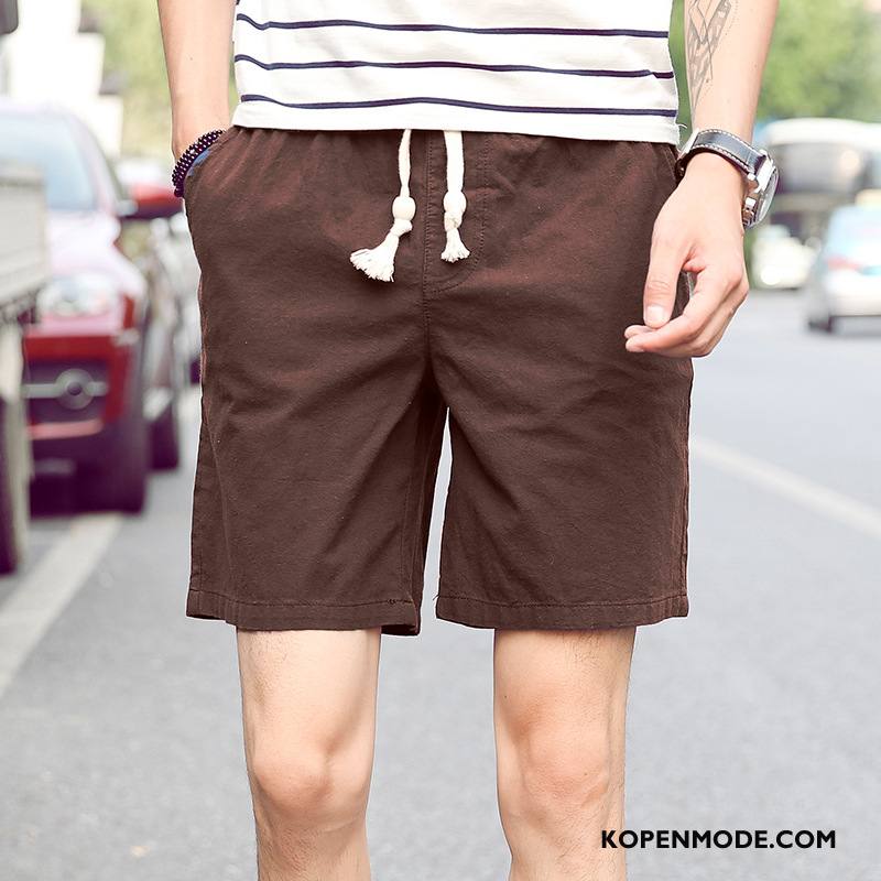 Broeken Heren Korte Broek Trend Zomer Mannen Losse Casual Zandkleur Bruine