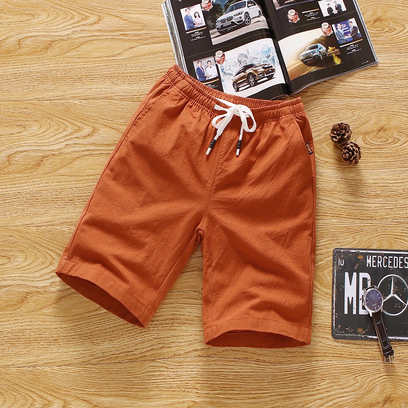 Broeken Heren Losse Sport Zomer Casual Mannen Korte Broek Zandkleur Rood Oranje