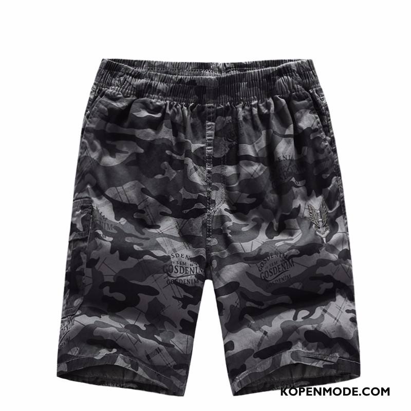 Broeken Heren Losse Zomer Sport Rechtdoor Mannen Korte Broek Camouflage Zwart