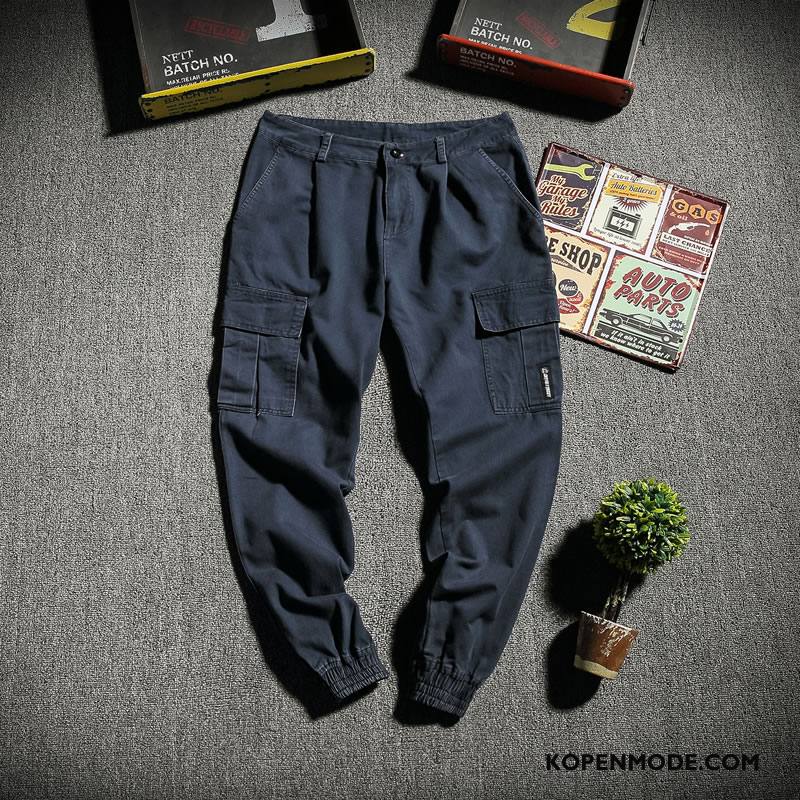 Broeken Heren Nieuw Mannen Katoen Trendy Merk Casual Broek Blauw