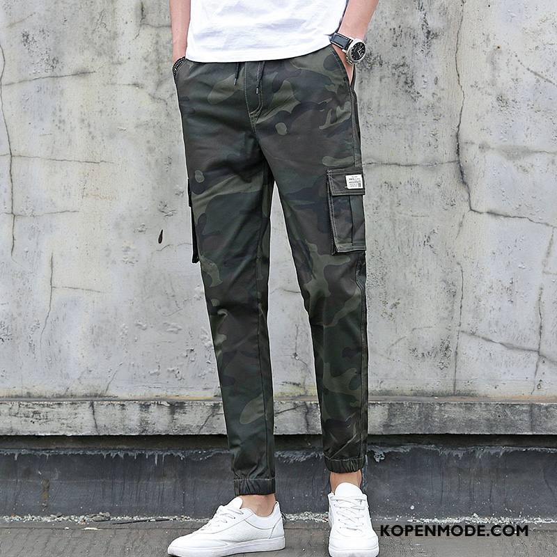 Broeken Heren Trend Casual Broek Joggingbroek Nieuw Jeugd Slim Fit Legergroene Camouflage