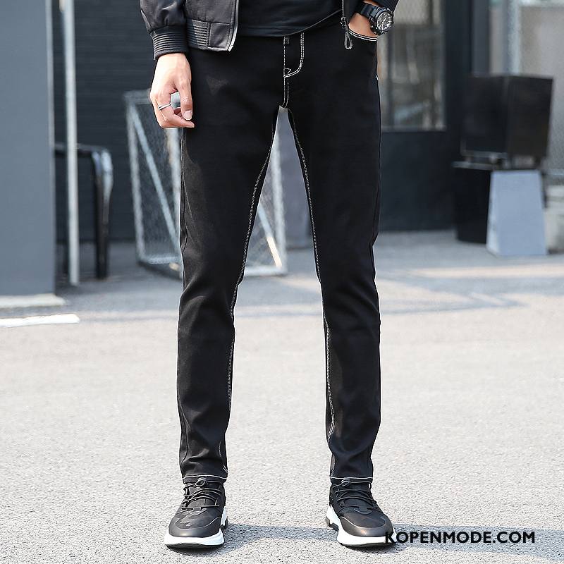 Broeken Heren Trend Casual Spijkerbroek Jeans Jeugd Herfst Slim Fit Zwart