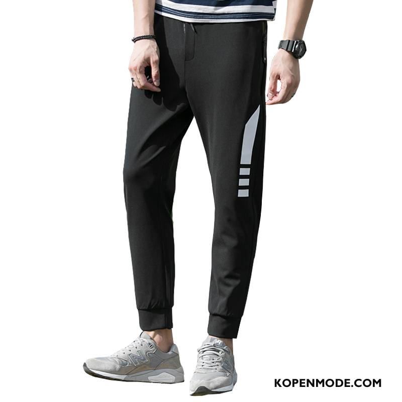 Broeken Heren Trend Sport Potlood Broek Strak Mannen Herfst Effen Kleur Zwart