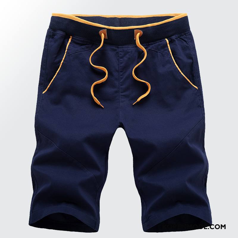 Broeken Heren Zomer Katoen Groot Casual Korte Broek Mannen Donkerblauw Zandkleur