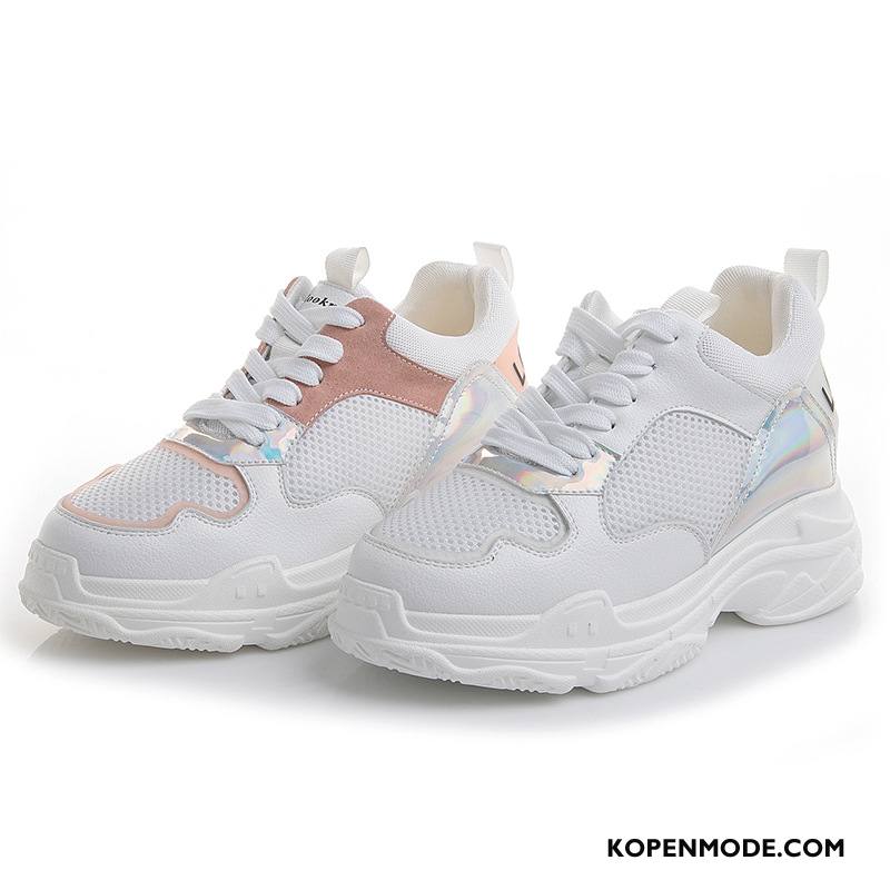 Casual Schoenen Dames Gazen Zomer Sportschoenen Sleehak Plateauzool 2018 Roze