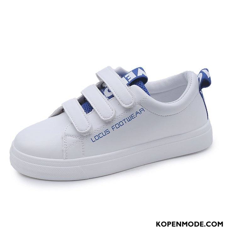 Casual Schoenen Dames Plat Student 2018 Alle Wedstrijden Velcro Herfst Blauw Wit