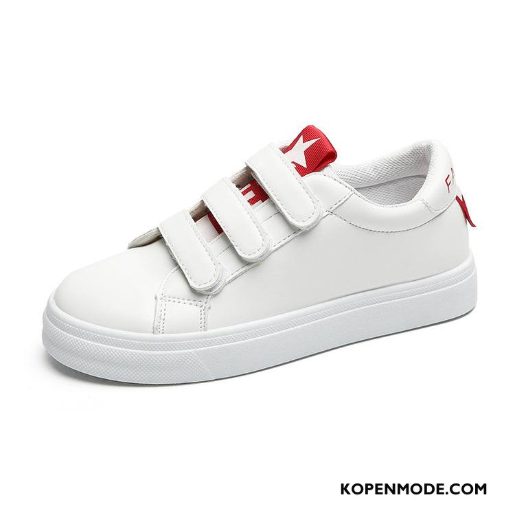 Casual Schoenen Dames Plat Student Skateboard Schoenen 2018 Velcro Alle Wedstrijden Rood Wit