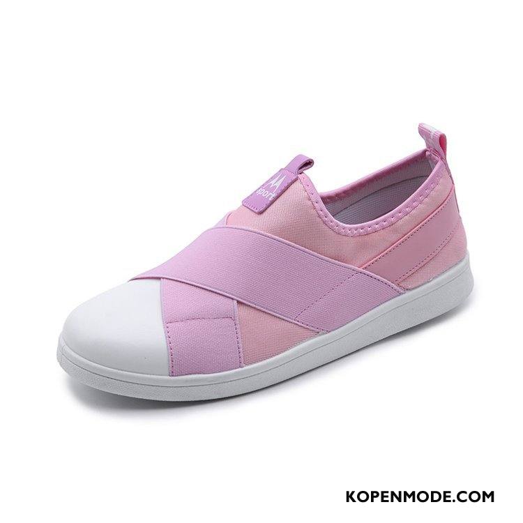 Casual Schoenen Dames Vrouwen Textiel Elastiek Voorjaar Mooi Plat Roze Rood Gemengde Kleuren