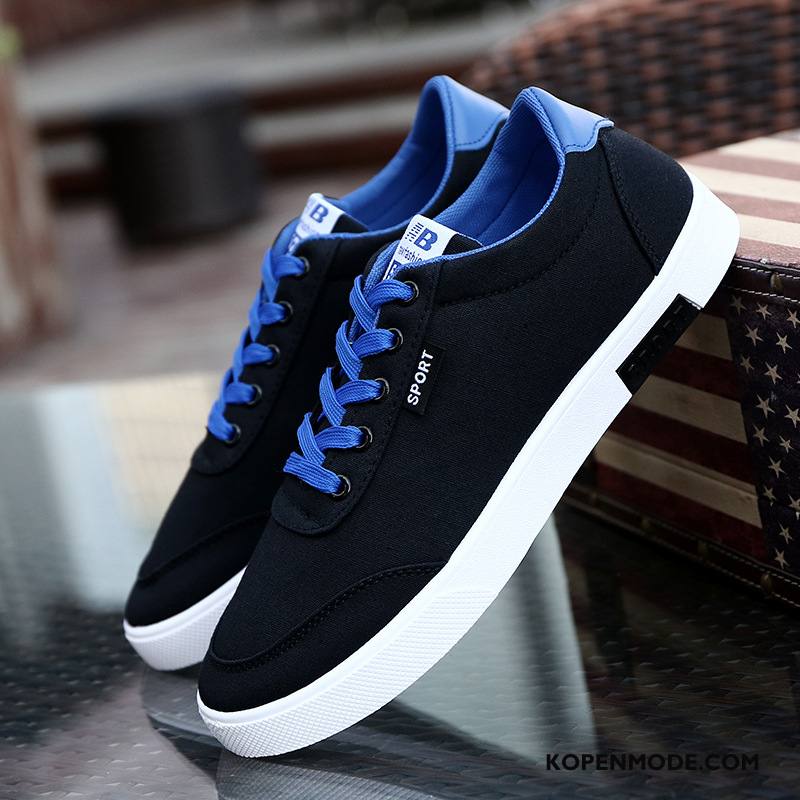 Casual Schoenen Heren Trend Instituut Canvas Student Sport Ademende Wit Zwart