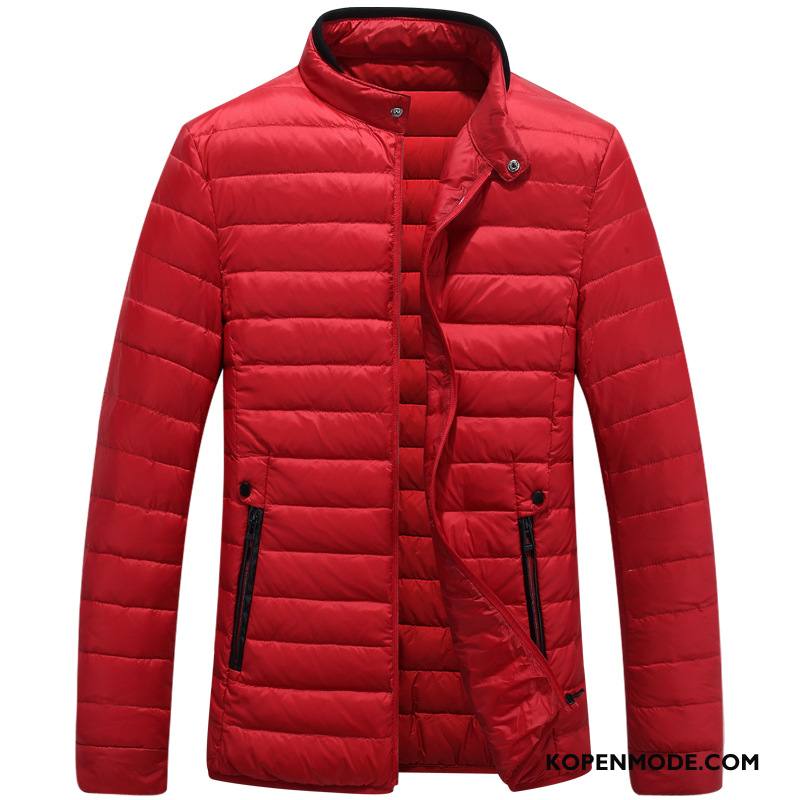 Donsjassen Heren Warme Casual Mode Donsjack Nieuw Kort Effen Kleur Rood