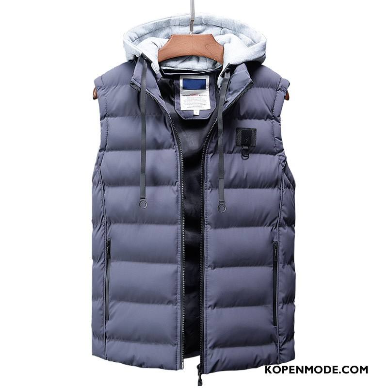 Gilet Heren Dikke Casual Herfst Winter Trend Mooi Grijs