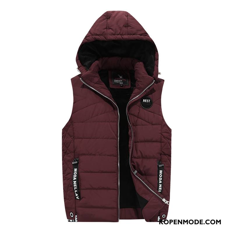 Gilet Heren Jas Herfst Trend Katoen Hoodie Dikke Rood