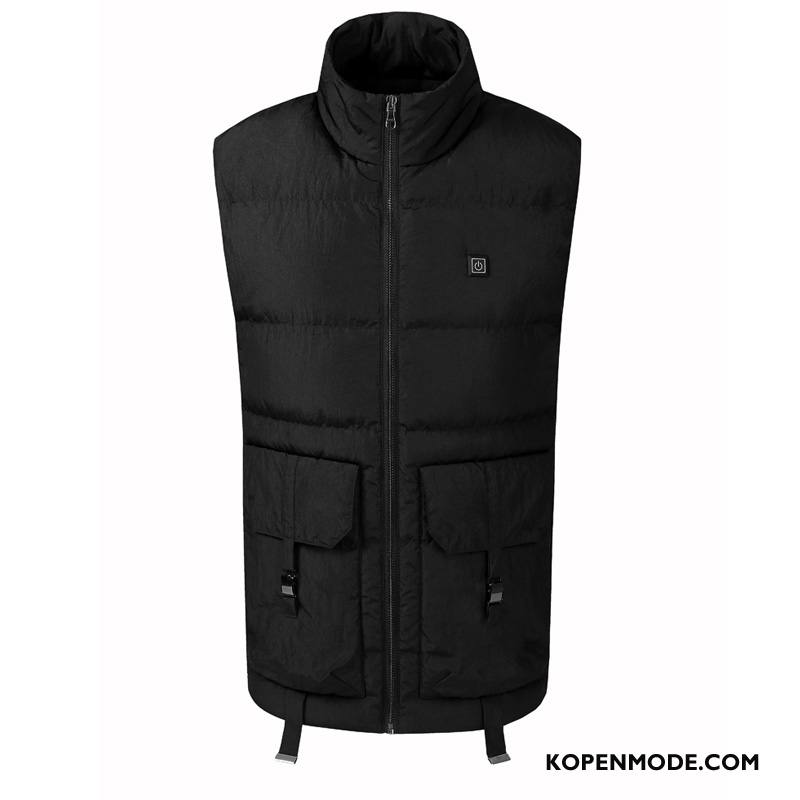 Gilet Heren Katoenen Jas Warme Nieuw Mode Trend Winter Zwart