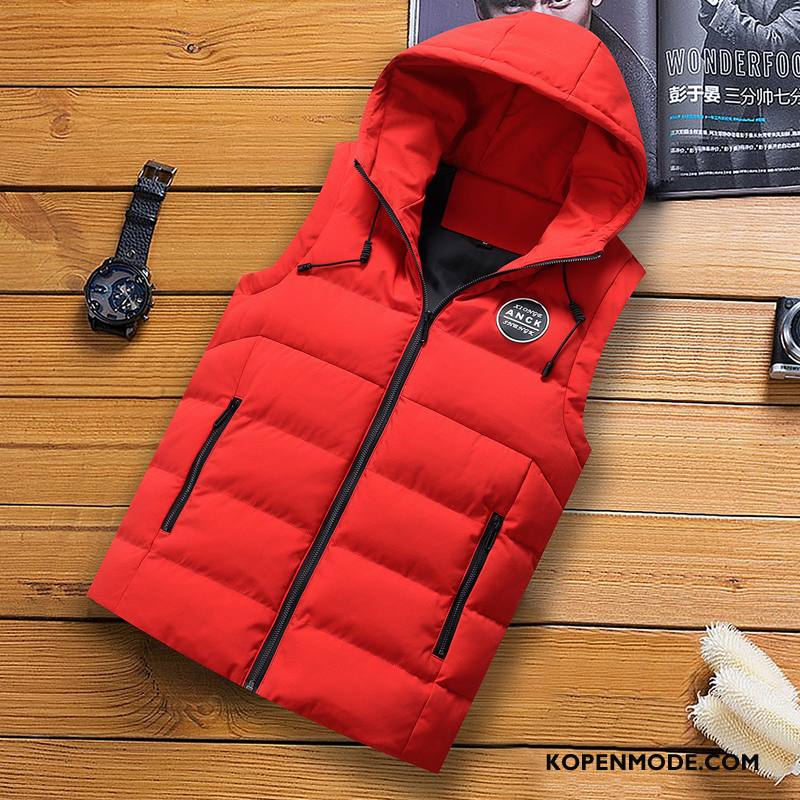 Gilet Heren Mode Casual Slim Fit Mannen Winter 2018 Rood