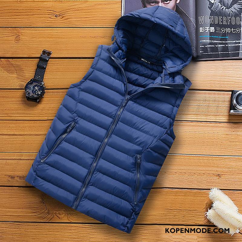 Gilet Heren Trend 2018 Jas Casual Warme Mannen Donkerblauw