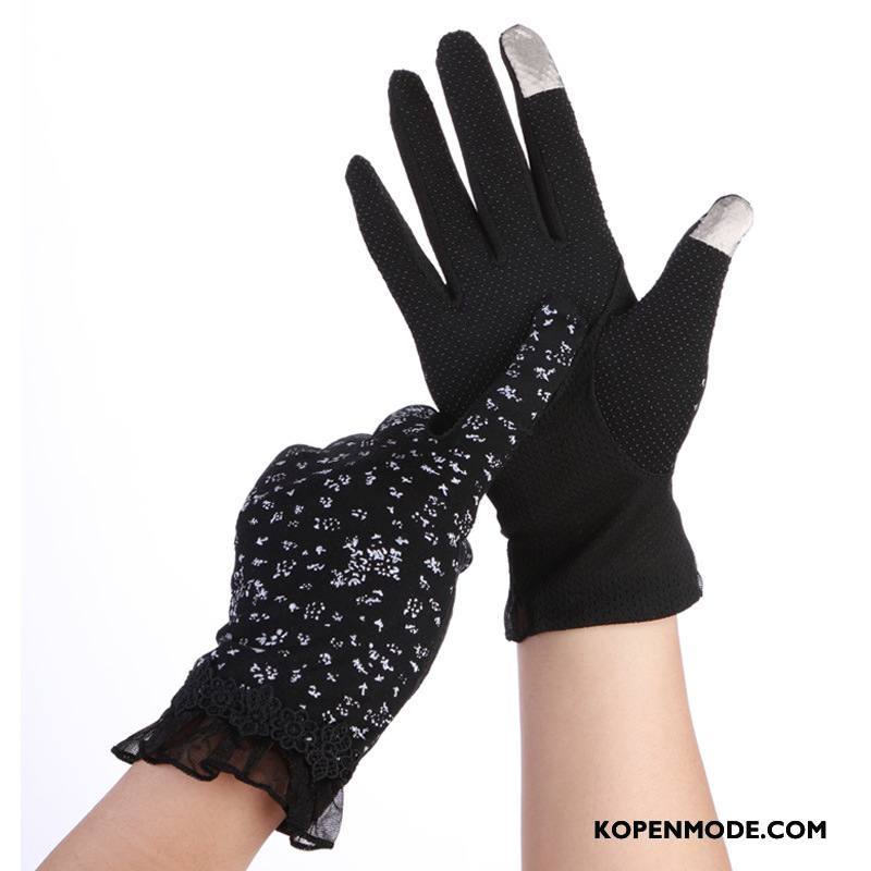 Handschoenen Dames Autorijden Vrouwen Cyclus Van Katoen Antislip Touchscreen Zwart
