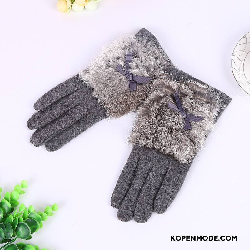 Handschoenen Dames Touchscreen Winter Blijf Warm Cyclus Vrouwen Kasjmier Grijs