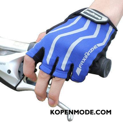 Handschoenen Heren Mannen Ademend Vrouwen Antislip Fiets Halve Vinger Blauw