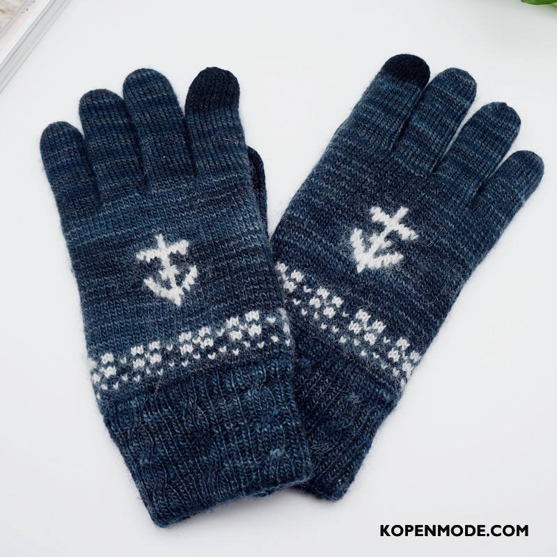 Handschoenen Heren Nieuw Wol Winter Mannen Blijf Warm Herfst Blauw