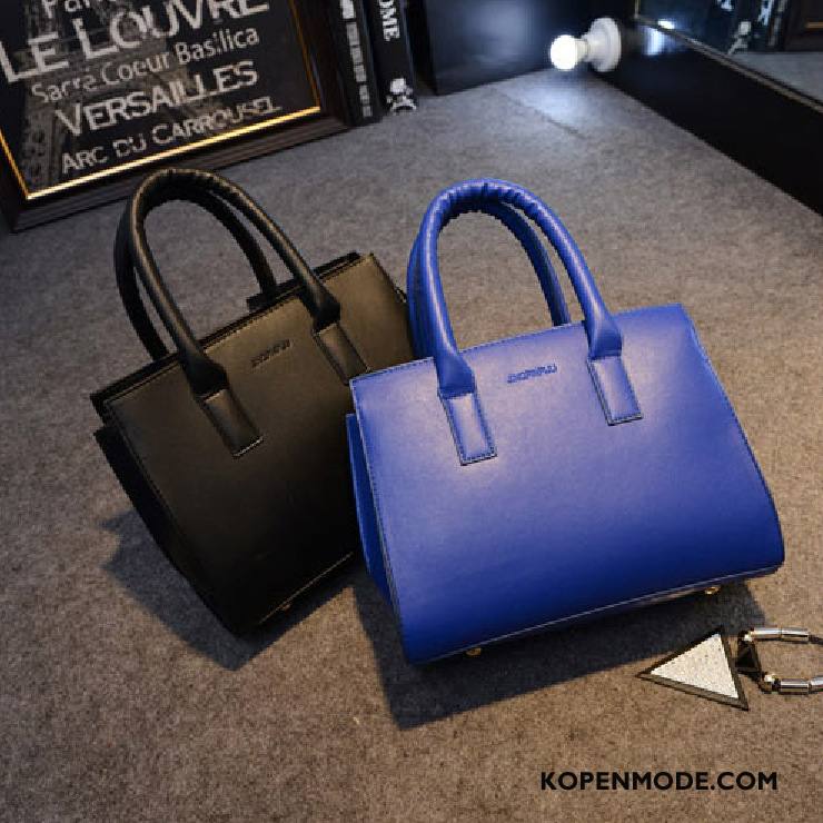 Handtas Dames Groot Europa Vrouwen Trend Mode Effen Kleur Blauw